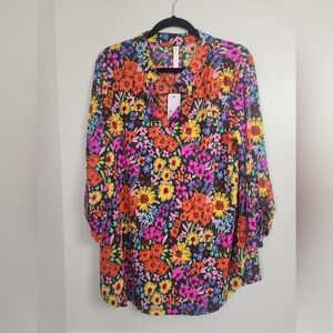 Dear Scarlett Floral V-Neck Tunic Top Large
